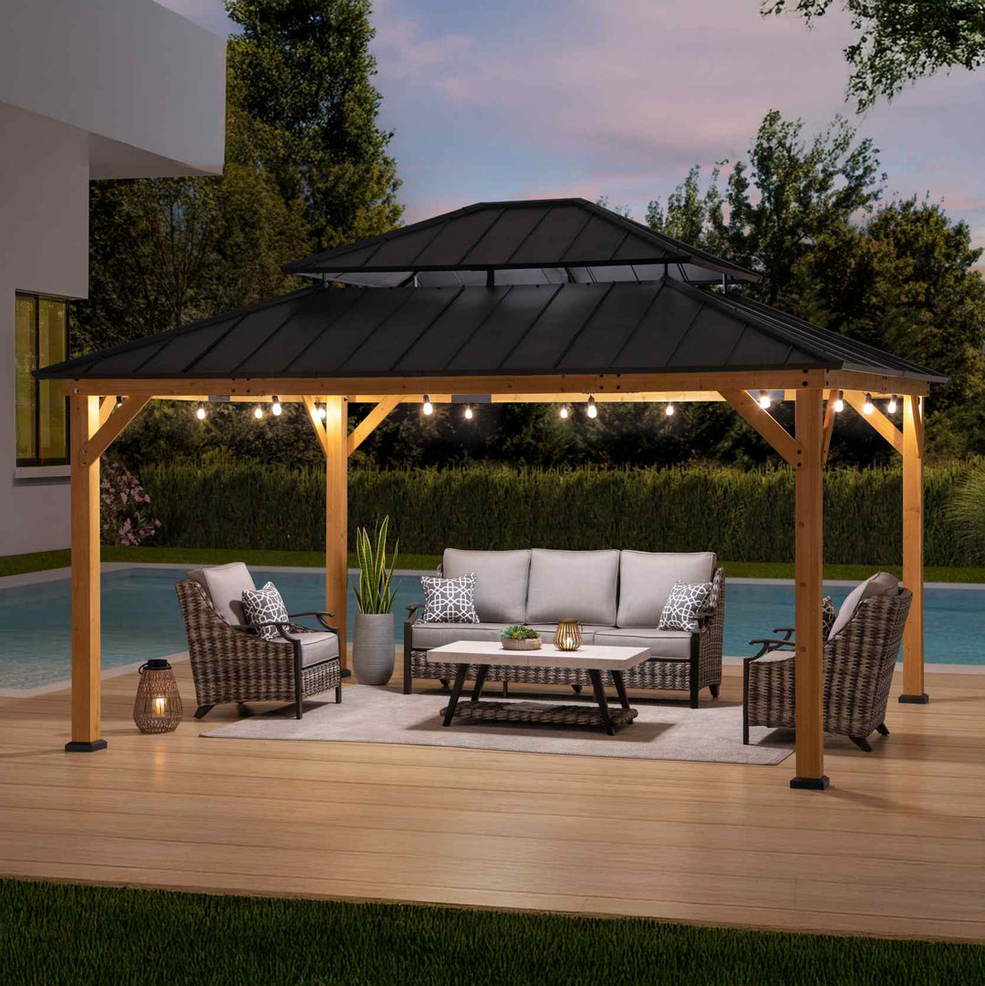 A102007751 Zedernholz Gazebo RIMO - 390cm x 450cm