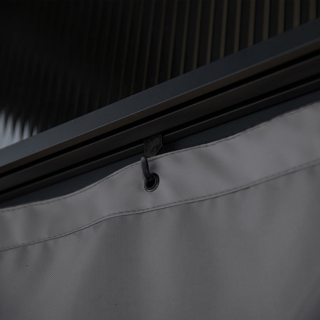 A1020308A1 Stahl Wandpavillon MEIJE mit Vorhängen und Netz - 360cm x 300cm, schwarz