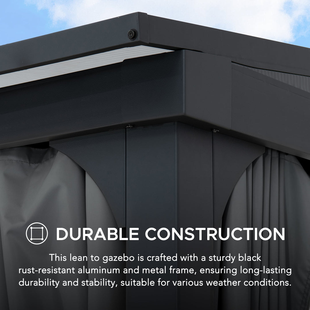 A1020308A1 Stahl Wandpavillon MEIJE mit Vorhängen und Netz - 360cm x 300cm, schwarz