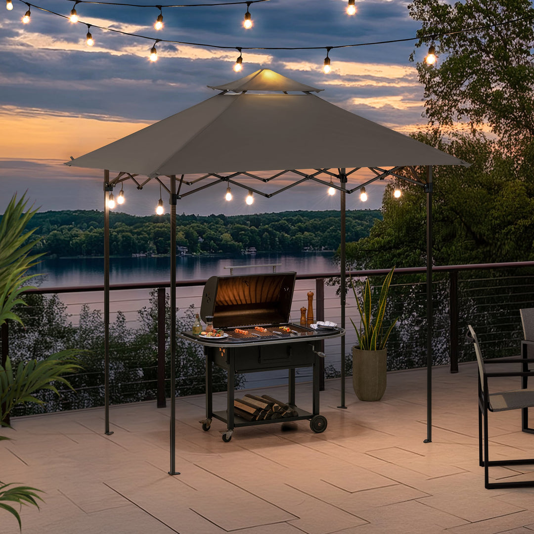Portabler Stahl Grill Pavillon CINTO mit LED-Licht - 160cm x 250cm, grau