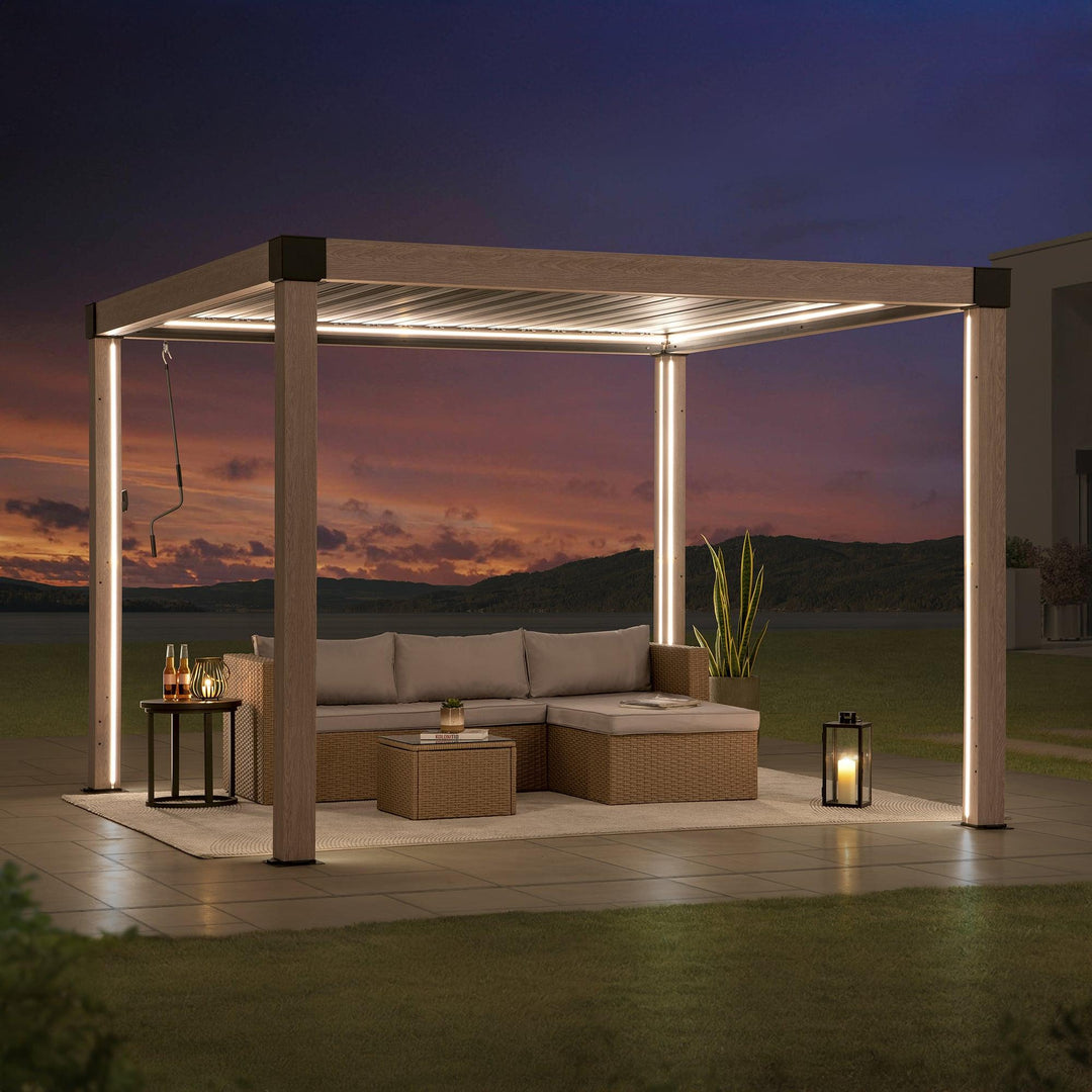 A1060166K2 Modulare Multi Lamellenpergola MATTERHORN mit LED - 306cm x 306cm, Aluminium