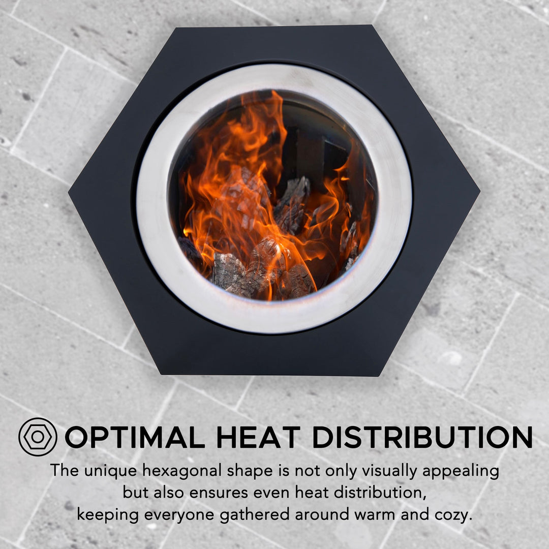 Rauchfreie Feuerstelle AMIATA aus Stahl - 66x57x38cm, schwarz