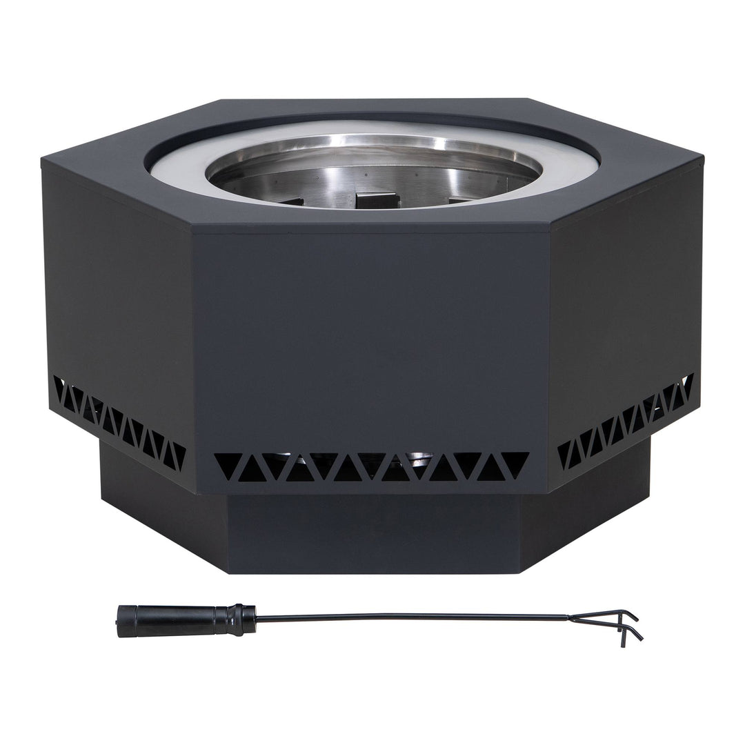 A301050501 Rauchfreie Feuerstelle AMIATA aus Stahl - 66x57x38cm, schwarz