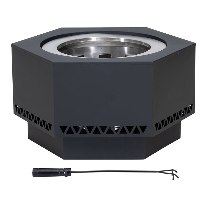 A301050501 Rauchfreie Feuerstelle AMIATA aus Stahl - 66x57x38cm, schwarz