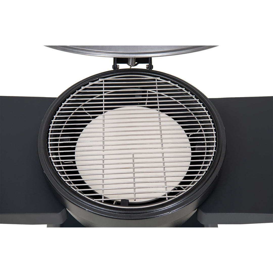 A504002329 Eierförmiger Grill mit Pizzaplatte, schwarz