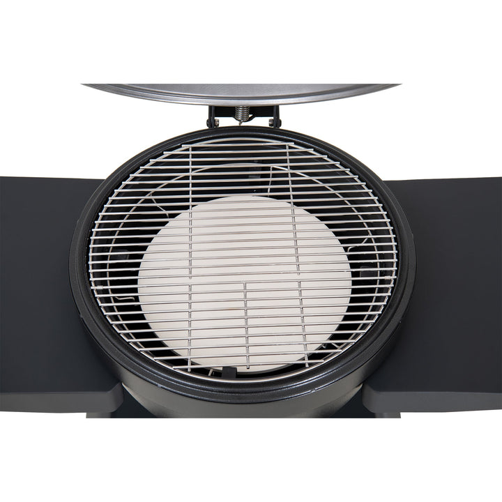 A504002329 Eierförmiger Grill mit Pizzaplatte, schwarz