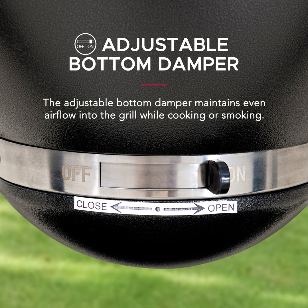 Eierförmiger Grill mit Pizzaplatte, schwarz