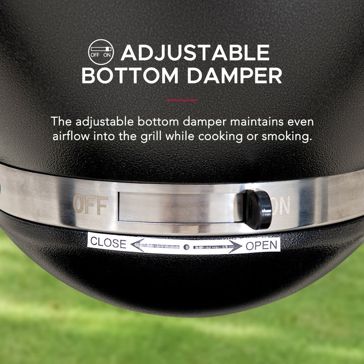 Eierförmiger Grill mit Pizzaplatte, schwarz