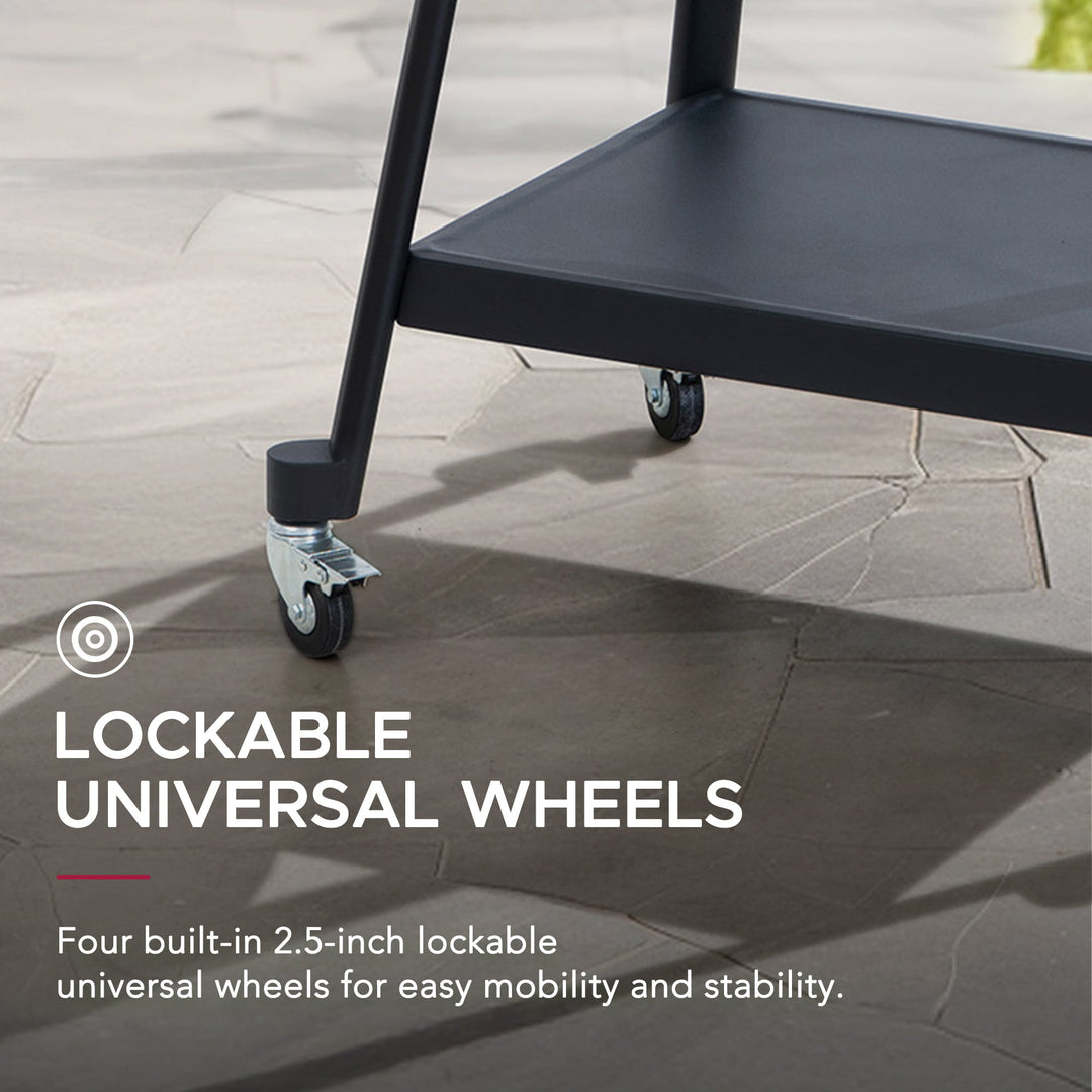 Eierförmiger Grill mit Pizzaplatte, schwarz