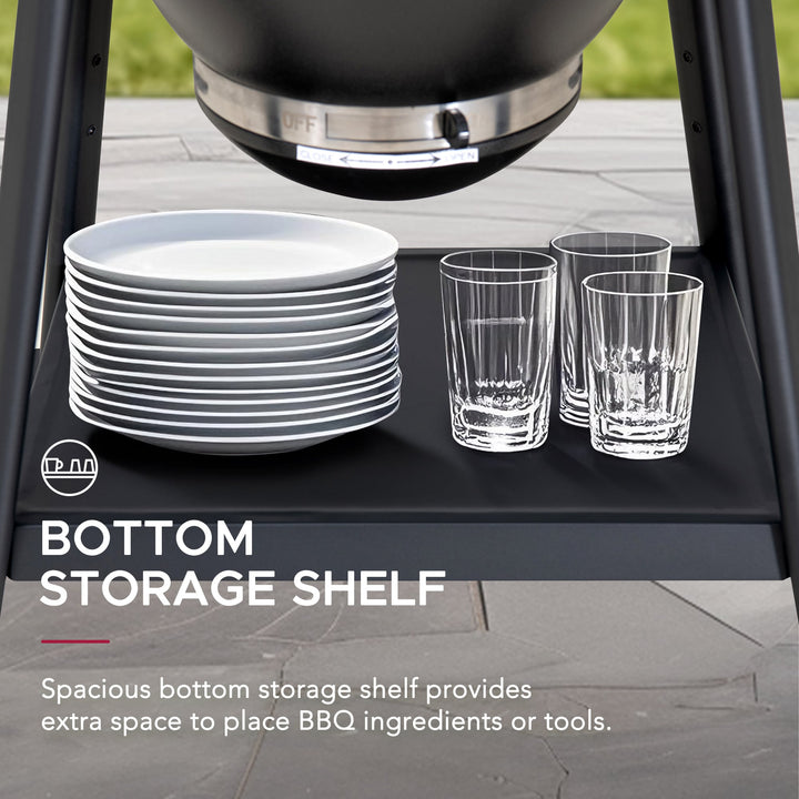 Eierförmiger Grill mit Pizzaplatte, schwarz