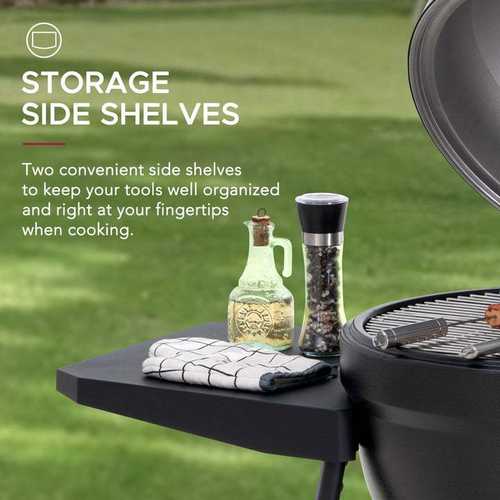 Eierförmiger Grill mit Pizzaplatte, schwarz