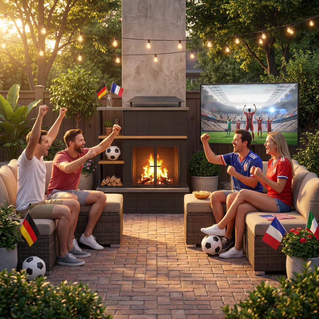Modern Black Steel Fireplace - 106cm x 132cm - SUNJOY EU