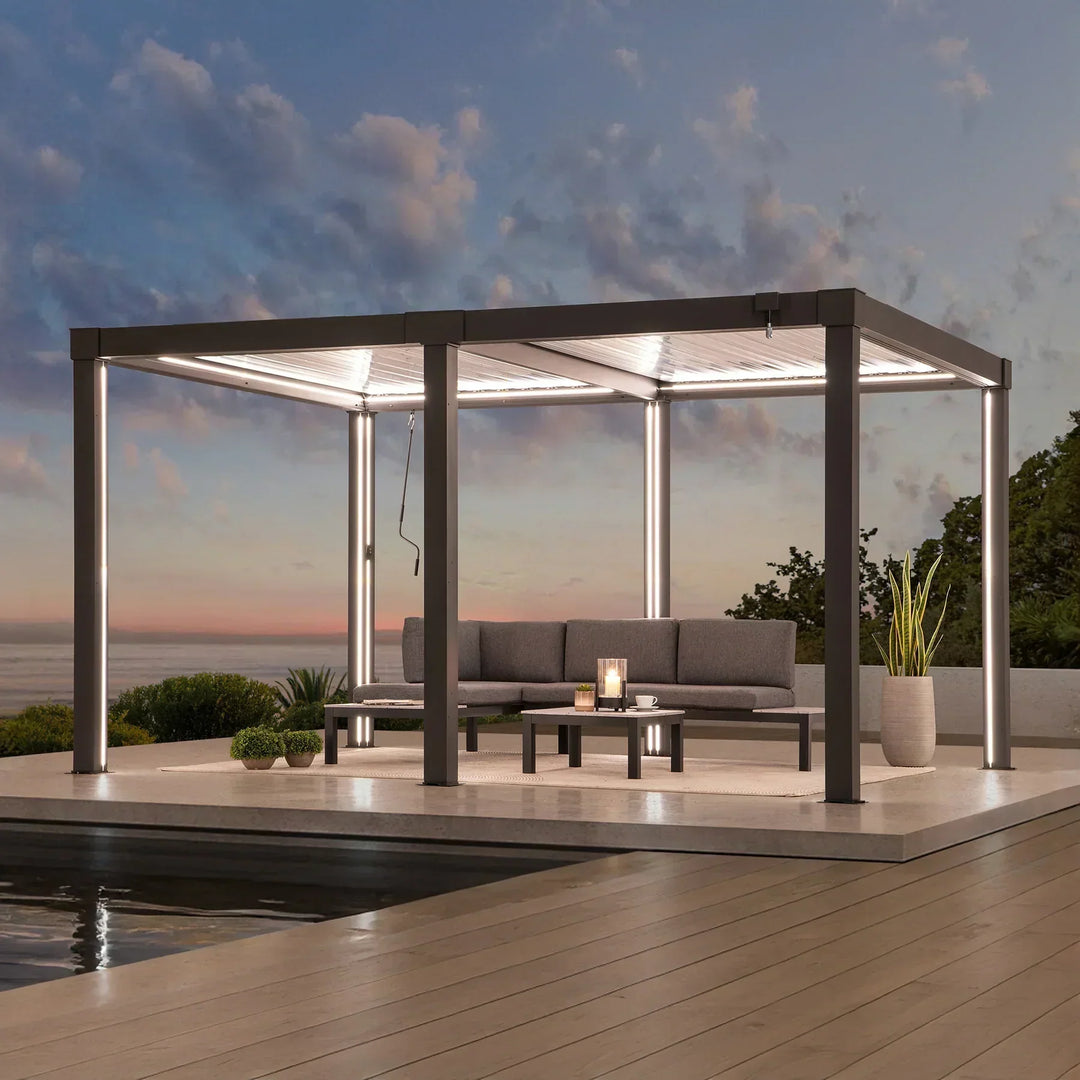 Aluminium‑Lamellenpergola mit Substanz: Matterhorn in 3×3 & 3×4