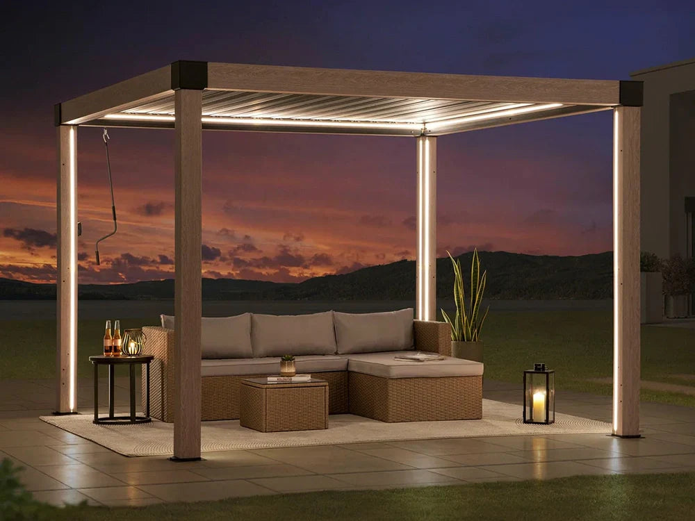 Das modulare Lamellen‑Pergola‑Playbook: Licht, Seitenscreens und integrierte Bar
