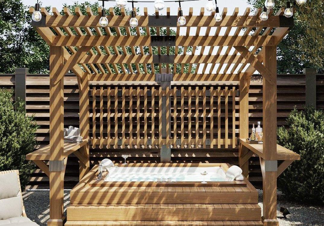 Zedernholz Whirlpool Pergola KRONE