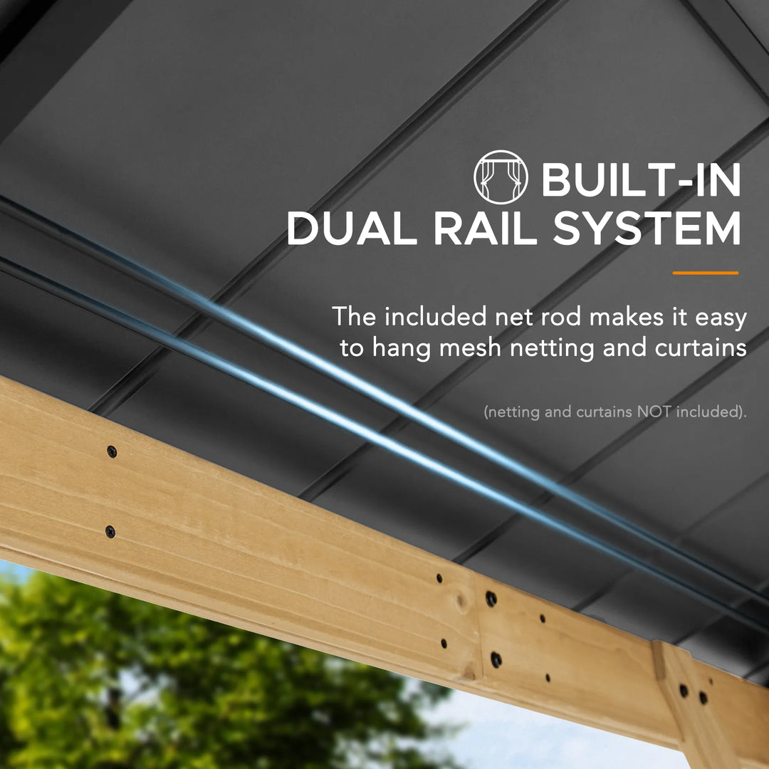 BRURI Cedar Wood Gazebo - 336cm x 394cm - Anthracite