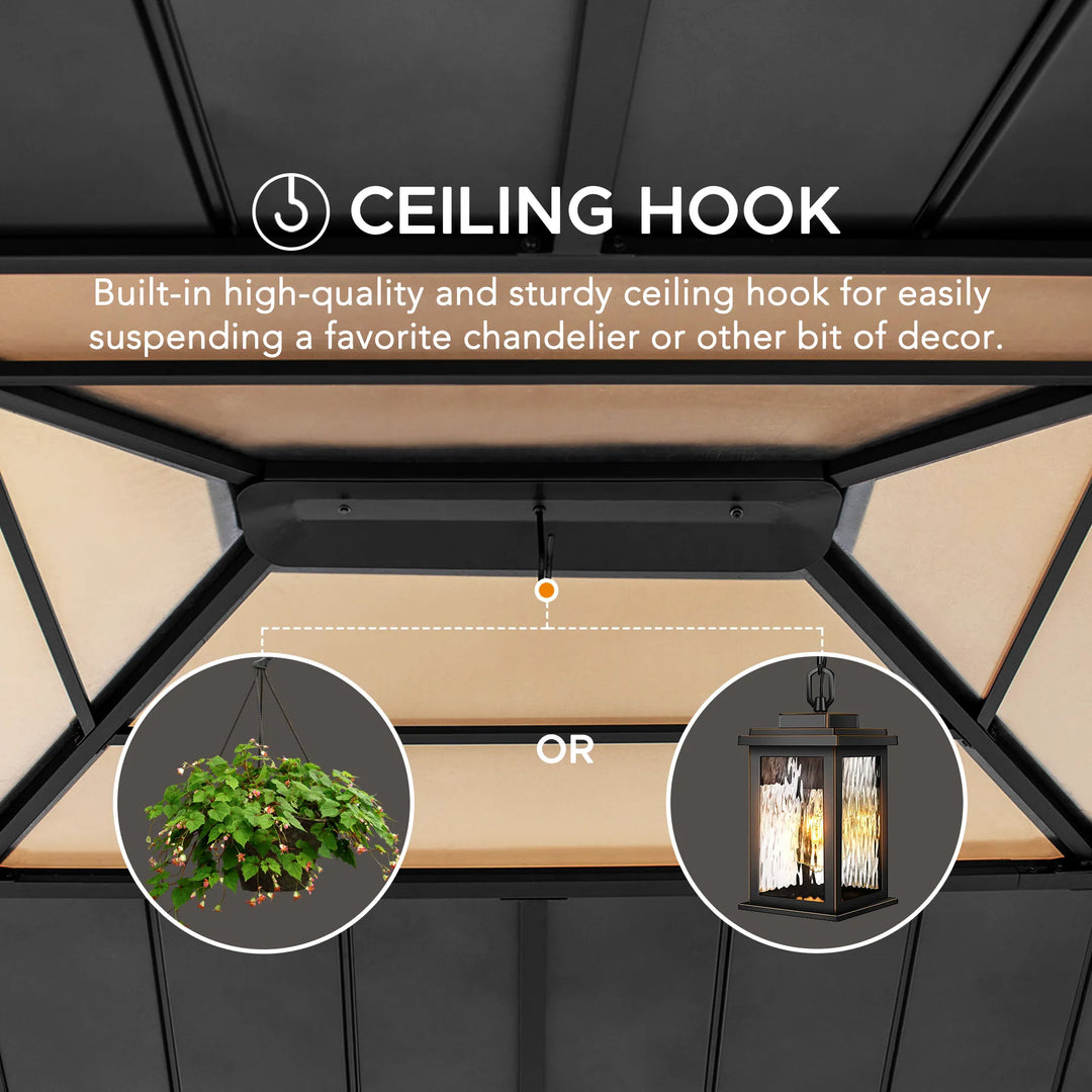 BRURI Cedar Wood Gazebo - 336cm x 394cm - Anthracite