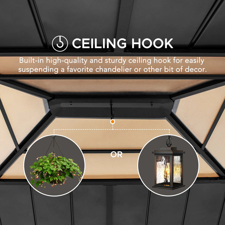 BRURI Cedar Wood Gazebo - 336cm x 394cm - Anthracite