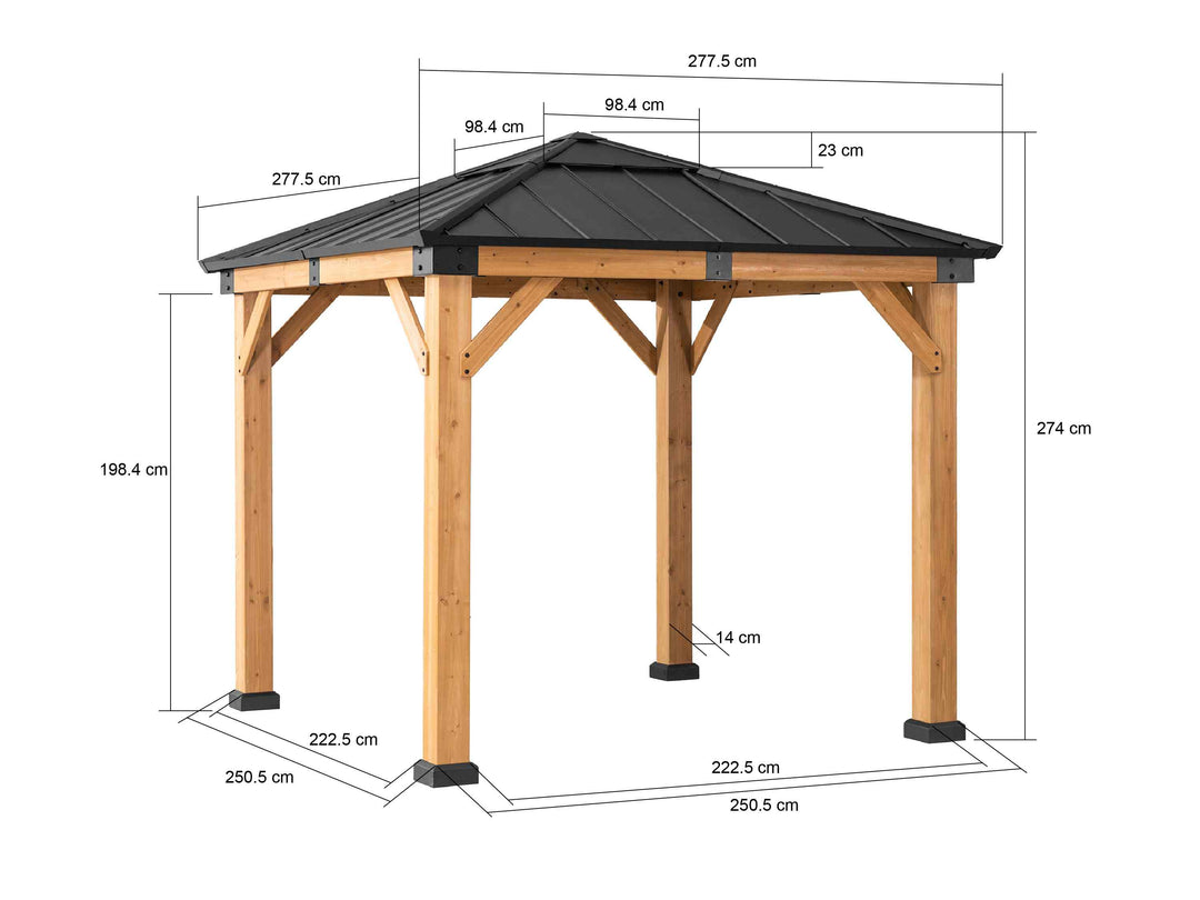 A102007011 Zedernholz Gazebo RAPI - 273cm x 273cm 