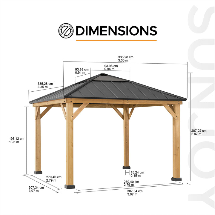Zedernholz Pavillon PIRIN - 336cm x 336cm