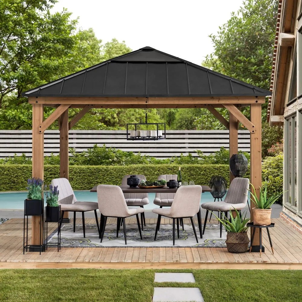 Cedar Wood Gazebo PIRIN - 336cm x 336cm - Anthracite
