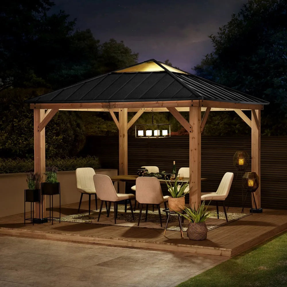 Cedar Wood Gazebo PIRIN - 336cm x 336cm - Anthracite