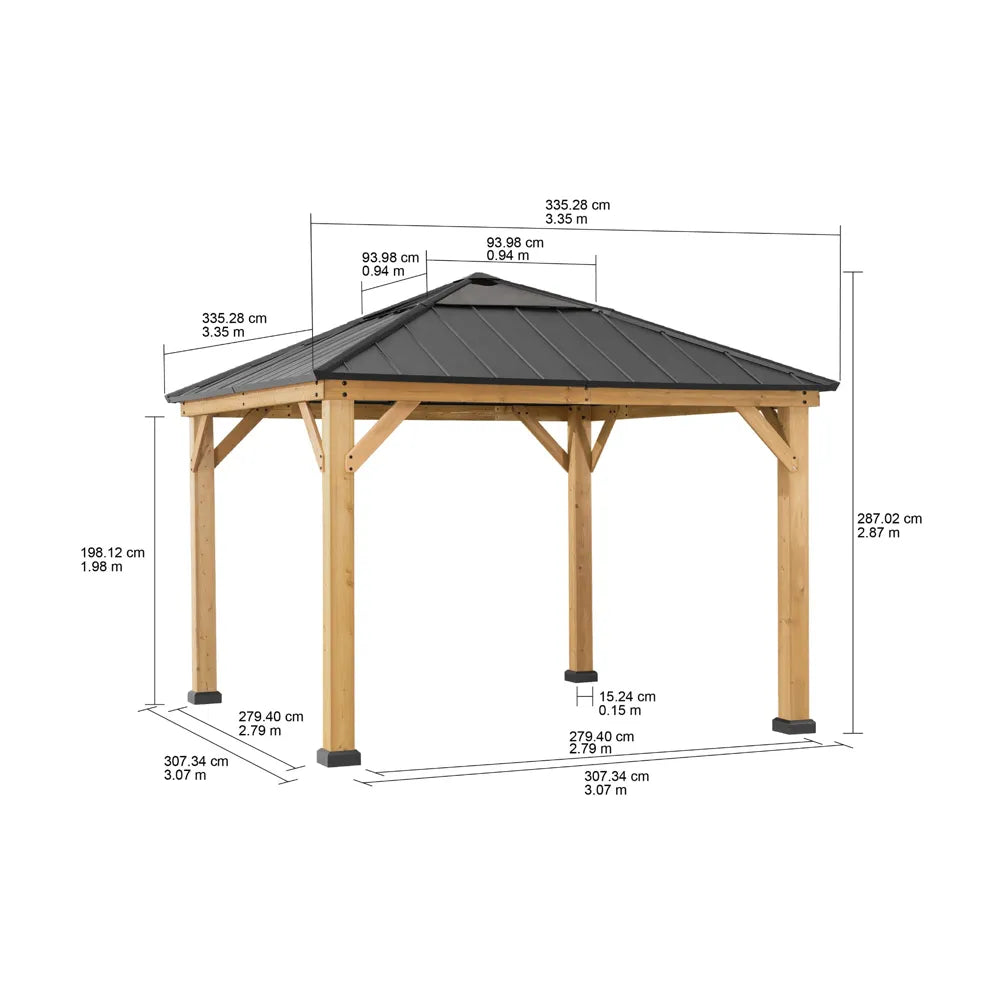 Cedar Wood Gazebo PIRIN - 336cm x 336cm - Anthracite