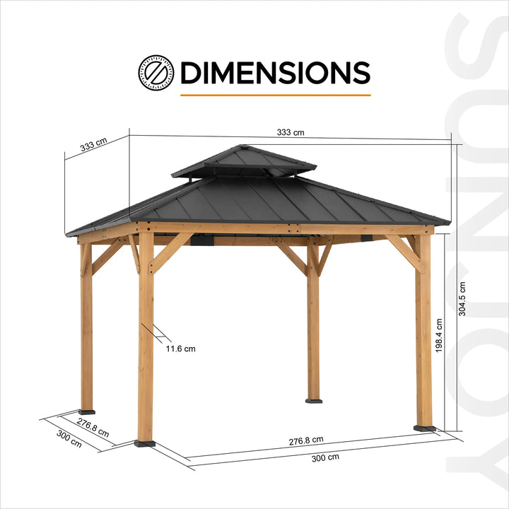 Cedar Wood Gazebo KAPS - 330cm x 330cm