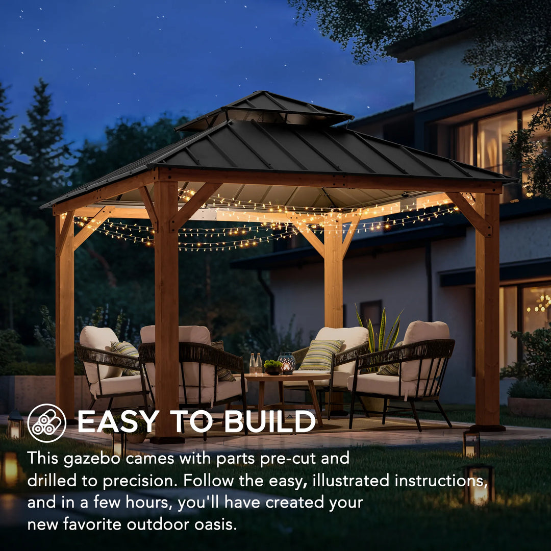 Outdoor Wooden Gazebo KAPS - 330cm x 330cm