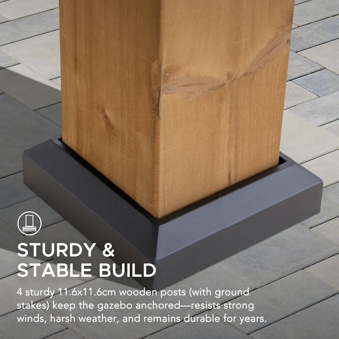 Outdoor Wooden Gazebo KAPS - 330cm x 330cm