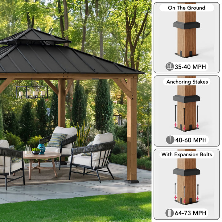 Outdoor Wooden Gazebo KAPS - 330cm x 330cm