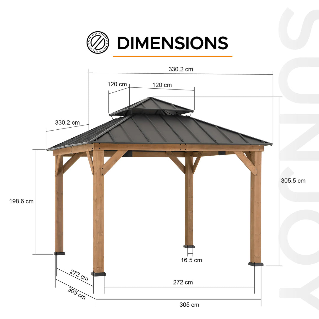 Outdoor Wooden Gazebo KAPS - 330cm x 330cm
