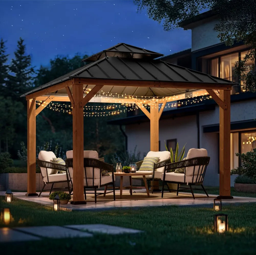 Outdoor Wooden Gazebo KAPS - 330cm x 330cm