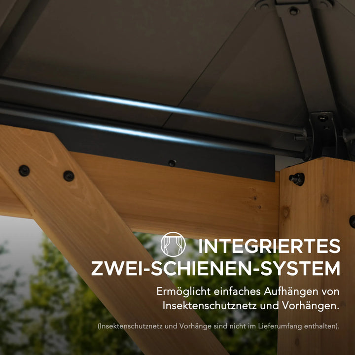 KAPS Solar LED Illuminated Wood Gazebo 330cm x 330cm - Anthracite
