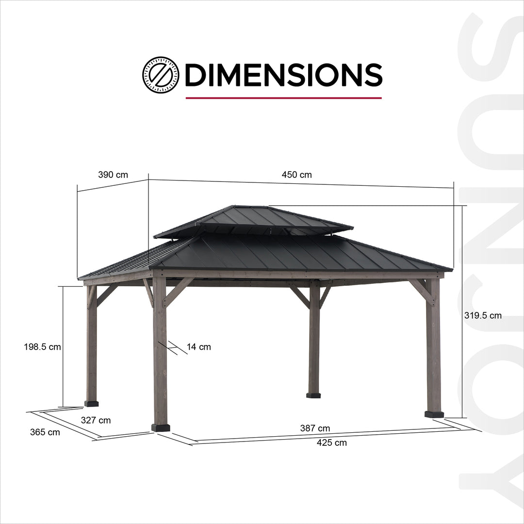 Cedar wood gazebo RYSY - 390cm x 450cm