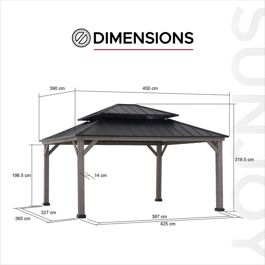 Zedernholz Pavillon RYSY - 390cm x 450cm
