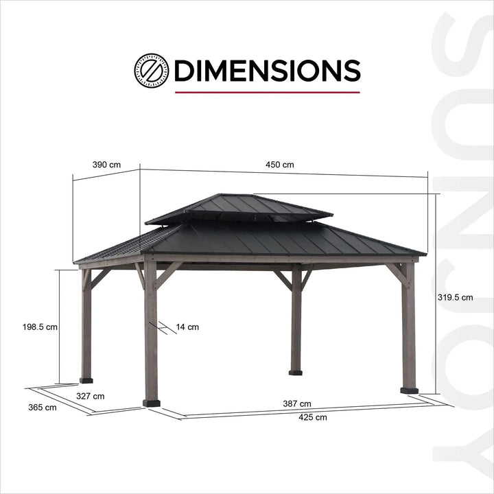 Zedernholz Pavillon RYSY - 390cm x 450cm