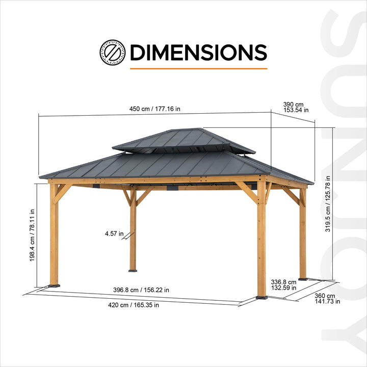 A102007751 Zedernholz Gazebo RIMO - 390cm x 450cm