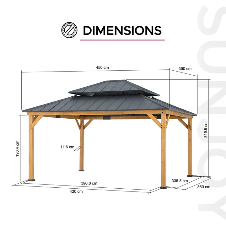 Zedernholz Pavillon RIMO – 390 cm x 450 cm