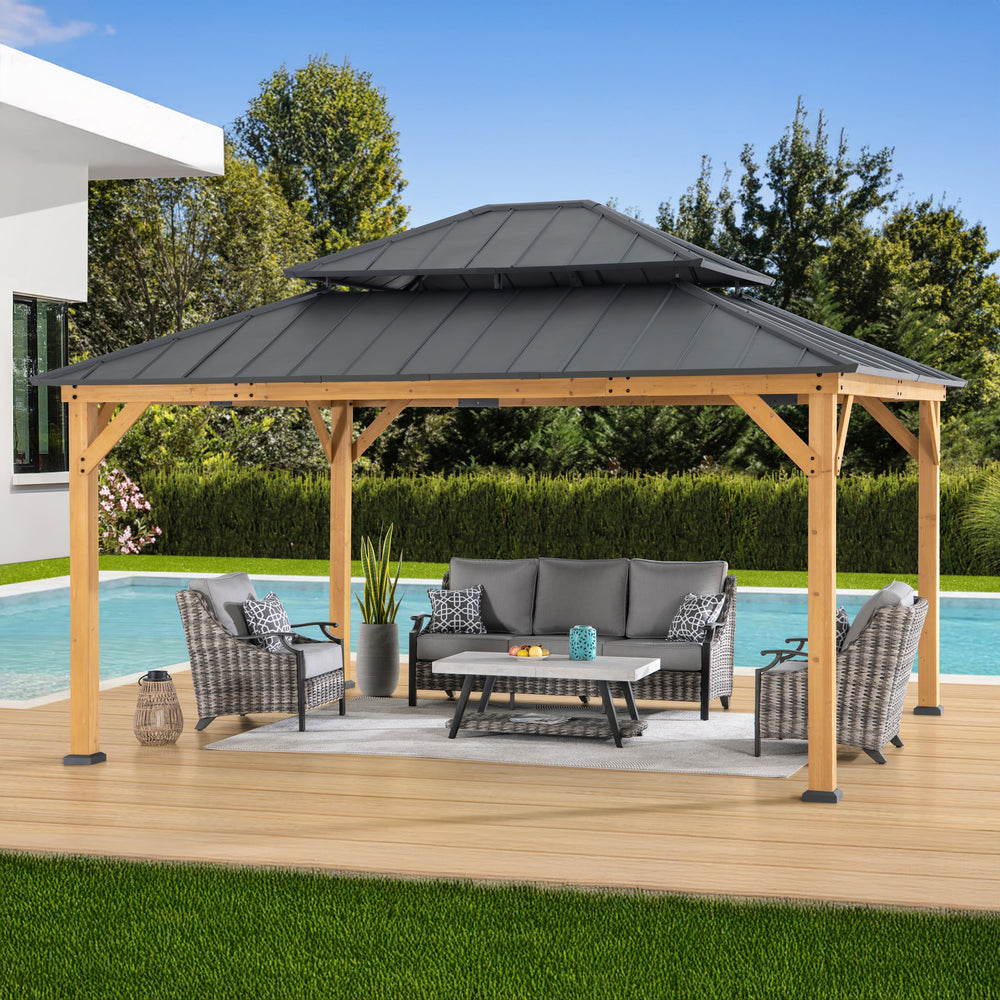 A102007751 Zedernholz Gazebo RIMO - 390cm x 450cm