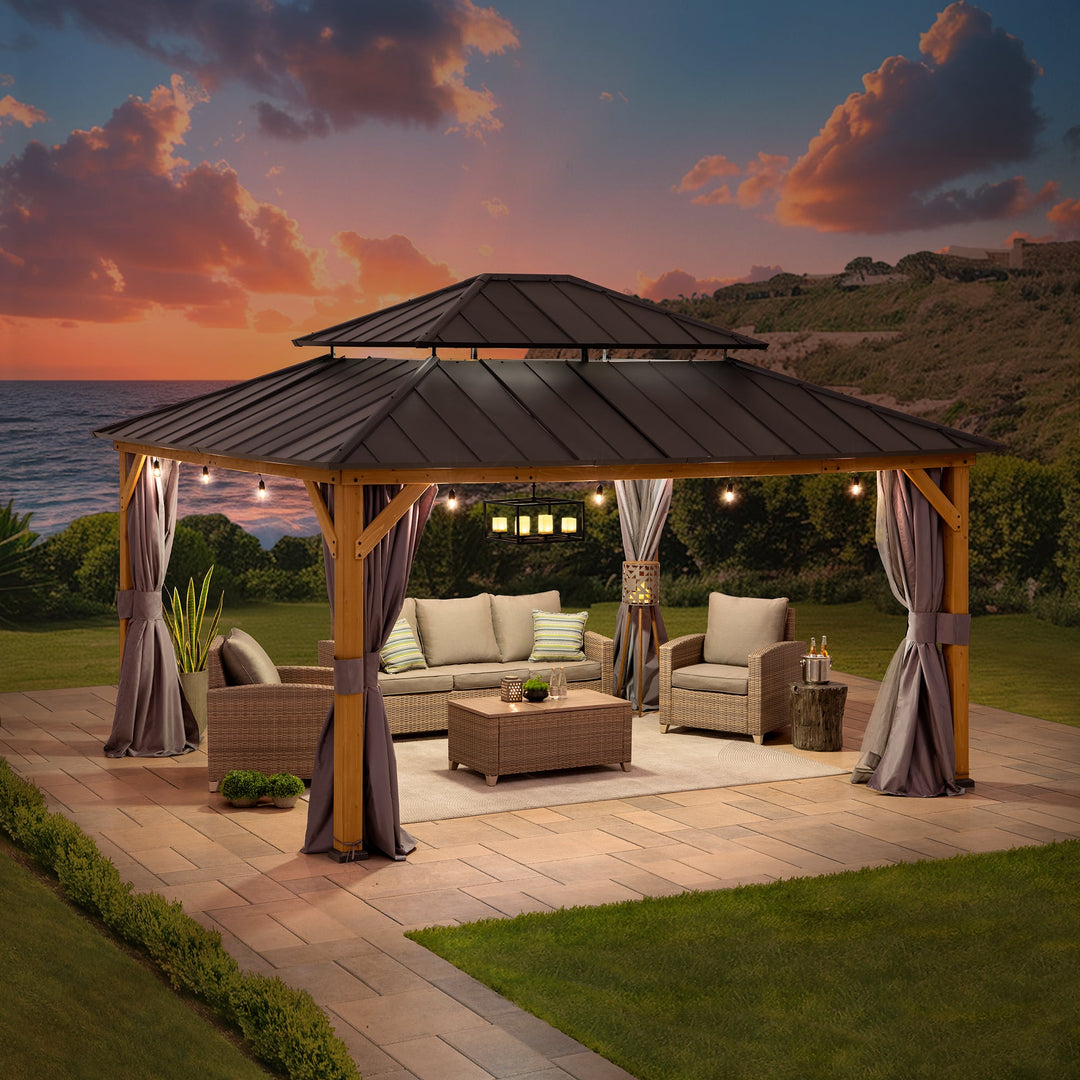 Zedernholz Gazebo TRIVOR - 390cm x 450cm