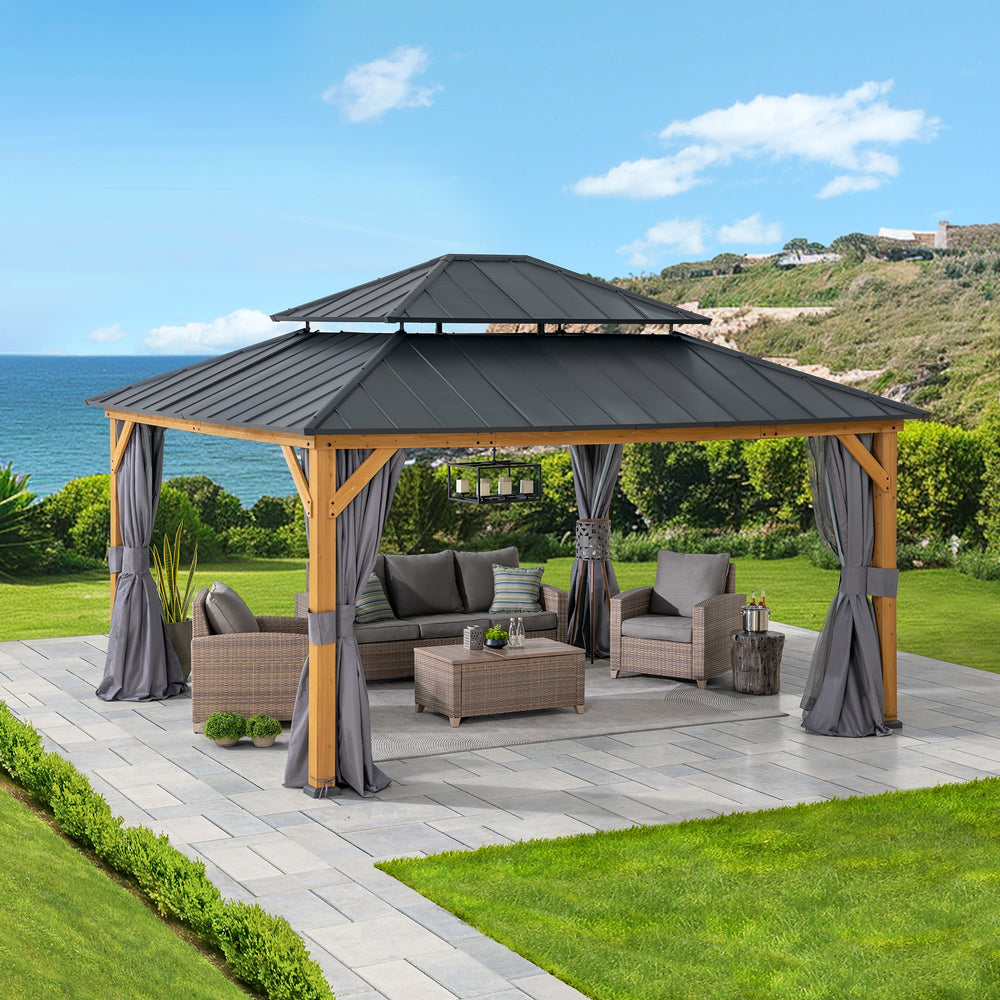 A102007760 Zedernholz Gazebo TRIVOR -  390cm x 450cm 