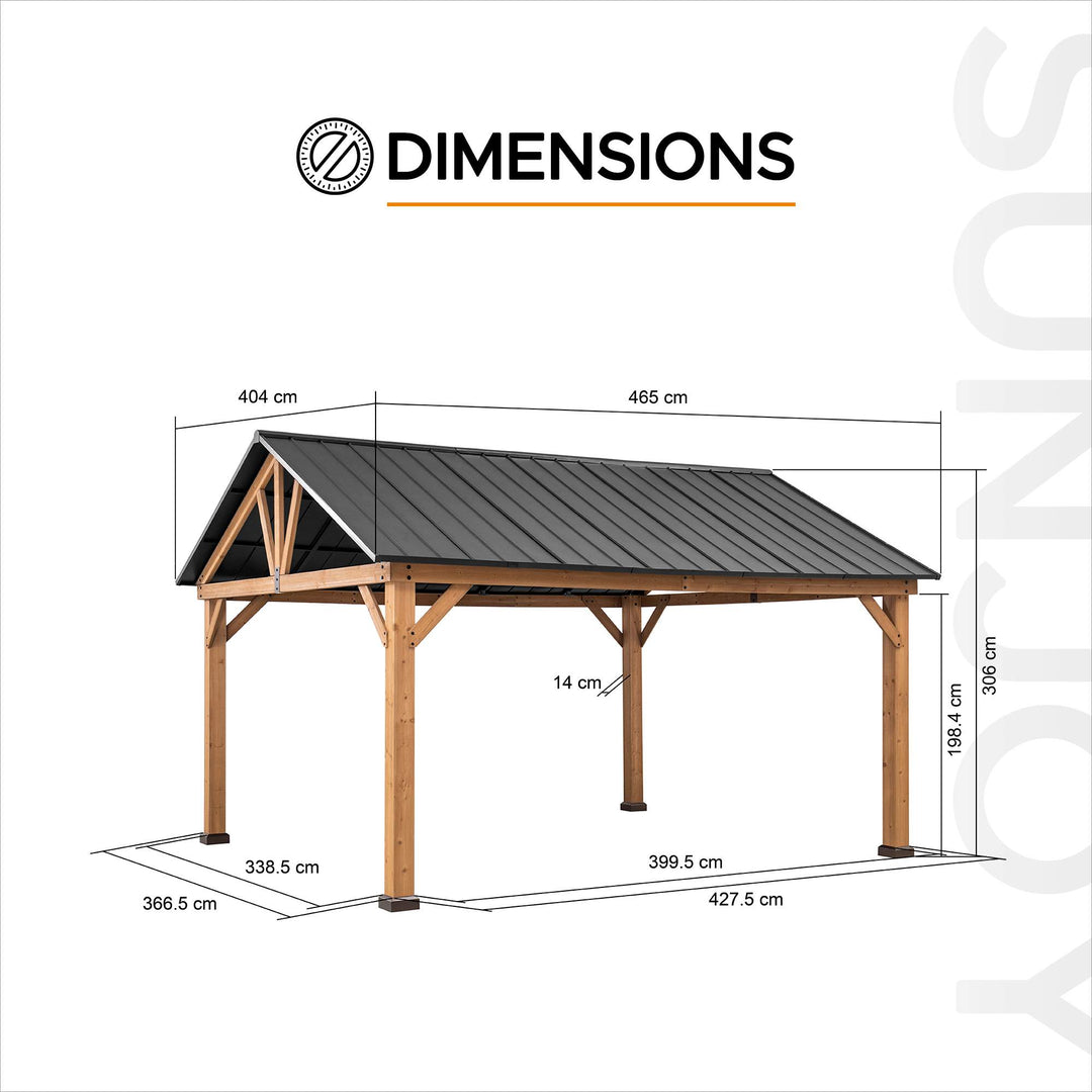 A102008114 Zedernholz Gazebo REBRA - 404cm x 465cm 