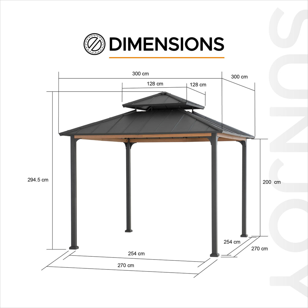 A102026900 Stahl Pavillon Pasu - 300cm x 300cm