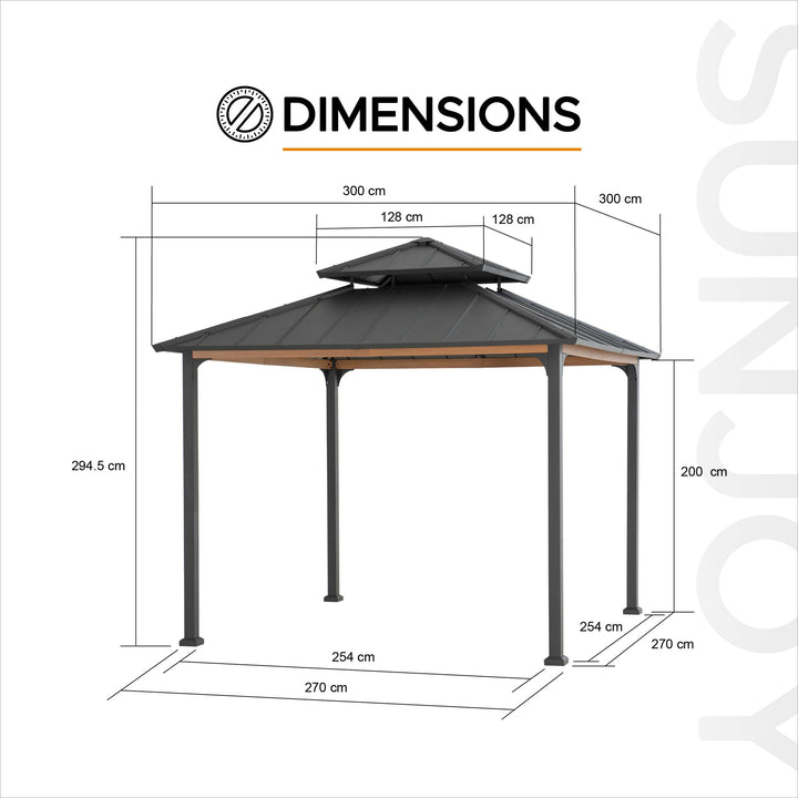 A102026900 Stahl Pavillon Pasu - 300cm x 300cm