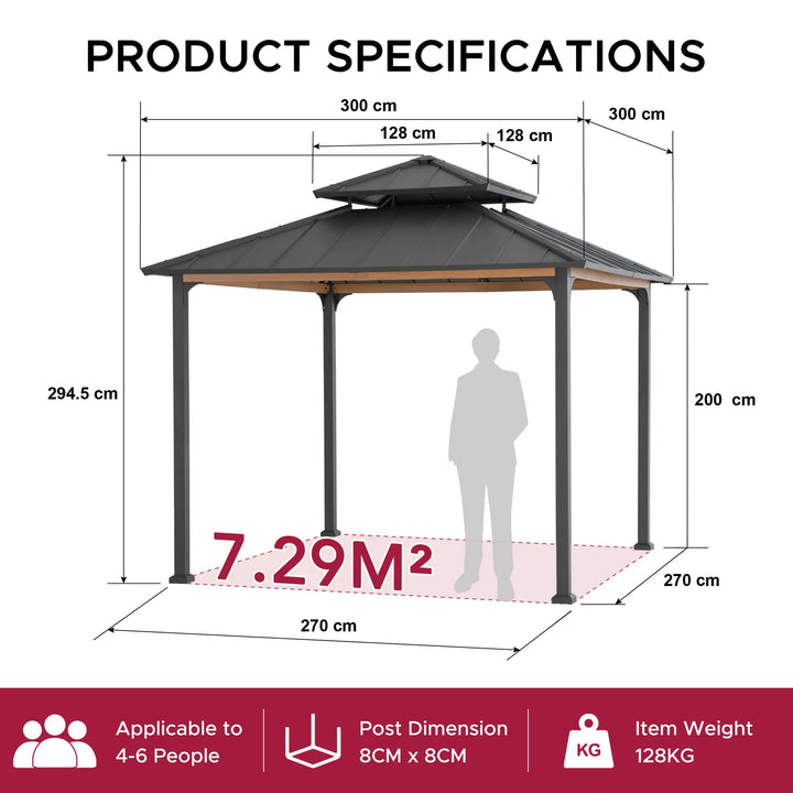 PASU Steel Gazebo 300cm x 300cm