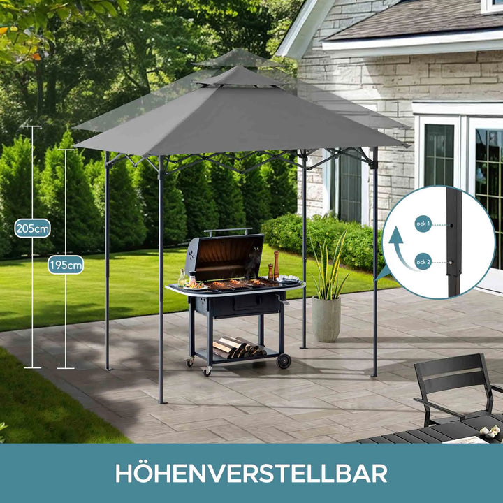 Portable Steel Grill Gazebo CINTO with LED Light - 160cm x 250cm, Grey