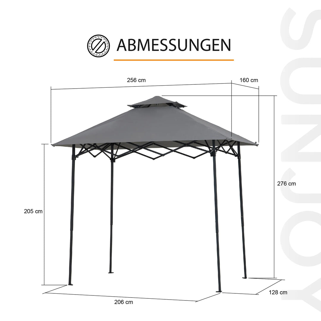 Portable Steel Grill Gazebo CINTO with LED Light - 160cm x 250cm, Grey