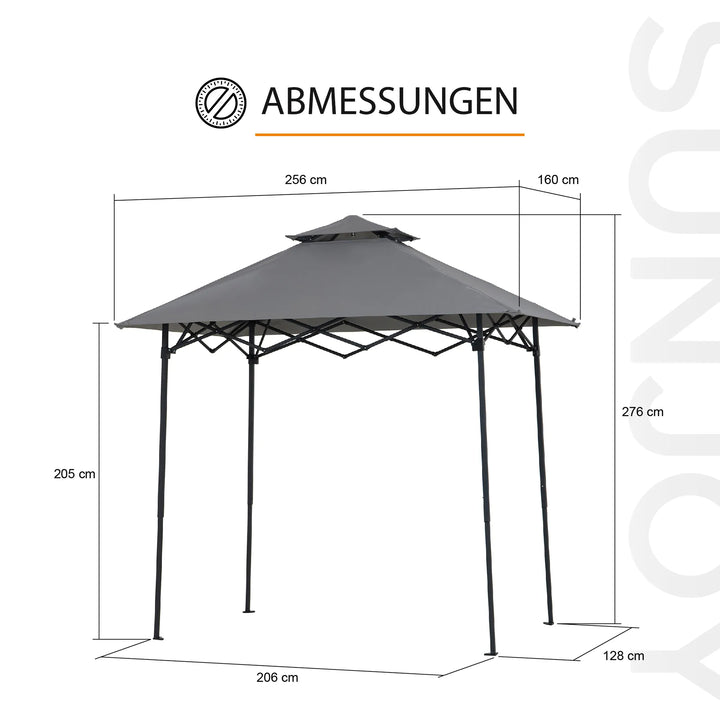 Portable Steel Grill Gazebo CINTO with LED Light - 160cm x 250cm, Grey