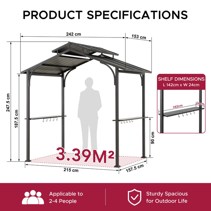 ECRINS Steel Grill Gazebo - 153cm x 242cm